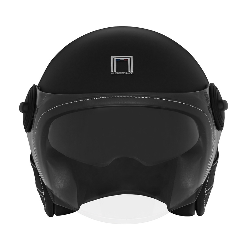 Kask motocyklowy otwarty NOX PREMIUM Heritage czarna skóra