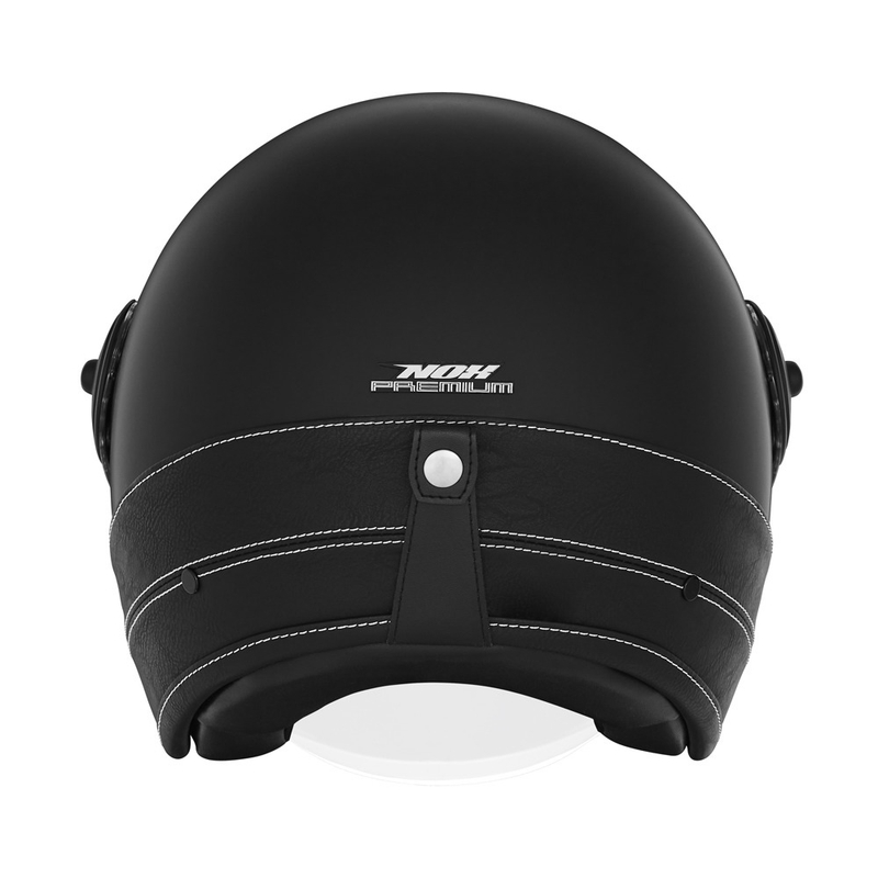 Kask motocyklowy otwarty NOX PREMIUM Heritage czarna skóra
