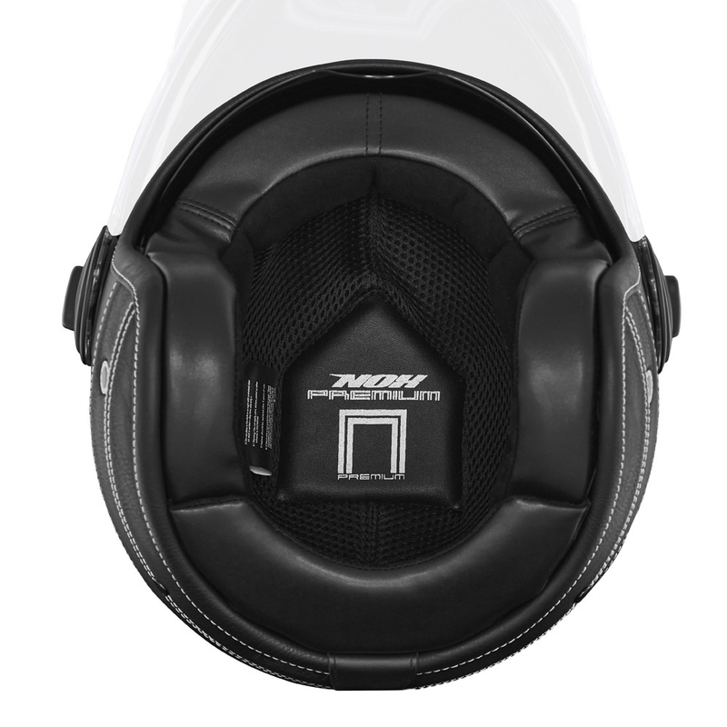 Kask motocyklowy otwarty NOX PREMIUM Heritage czarna skóra