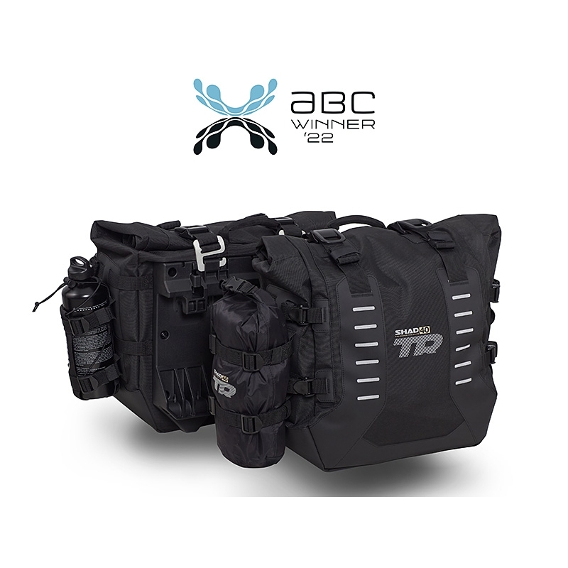 Complete set of SHAD TERRA TR40 adventure saddlebags and SHAD TERRA aluminium 55L topcase, including mounting kit SHAD Harley Davidson Pan America 1250