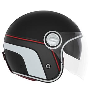Kask motocyklowy otwarty NOX PREMIUM Heritage matowy czarno-czerwono-biały