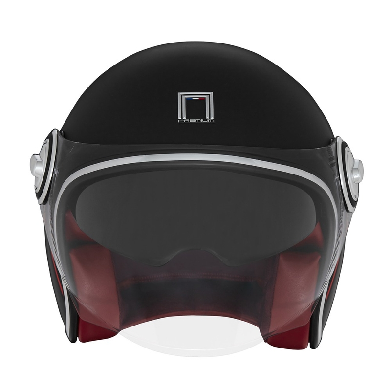 Kask motocyklowy otwarty NOX PREMIUM Heritage matowy czarno-czerwono-biały