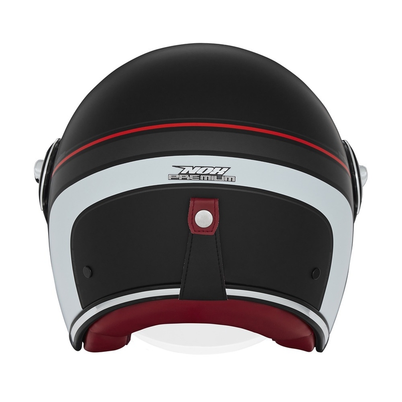 Kask motocyklowy otwarty NOX PREMIUM Heritage matowy czarno-czerwono-biały