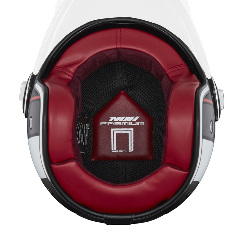 Kask motocyklowy otwarty NOX PREMIUM Heritage matowy czarno-czerwono-biały
