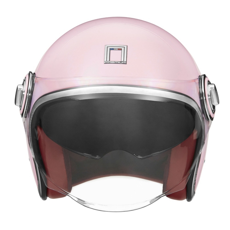 Kask motocyklowy otwarty NOX PREMIUM Heritage w kolorze pastelowego różu