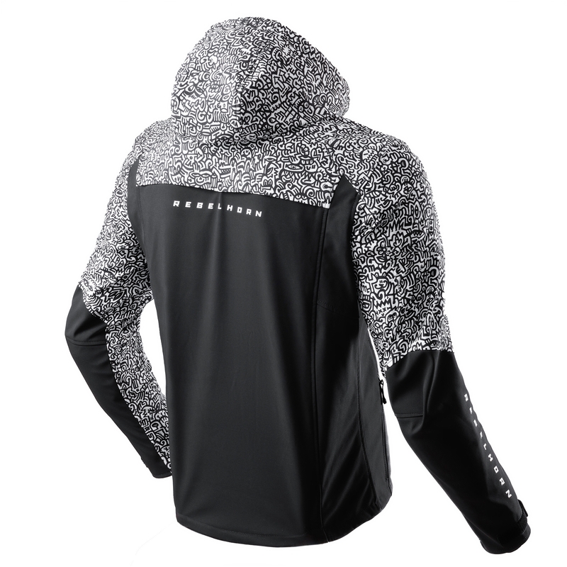 Kurtka motocyklowa typu softshell Rebelhorn Slash Noriaki w kolorze czarno-białym