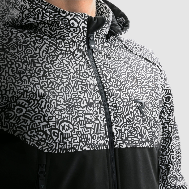 Kurtka motocyklowa typu softshell Rebelhorn Slash Noriaki w kolorze czarno-białym
