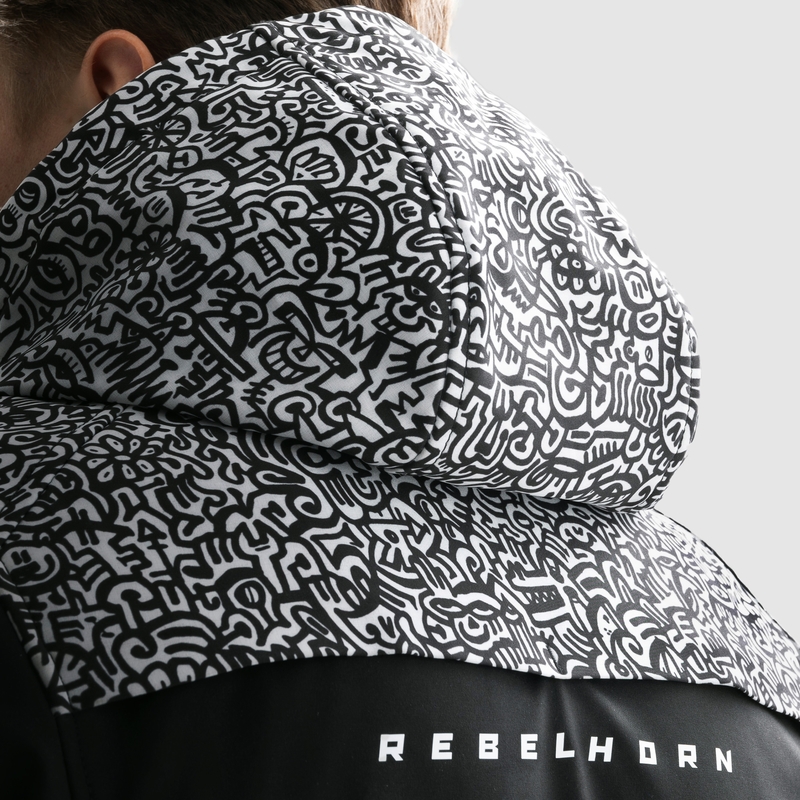 Kurtka motocyklowa typu softshell Rebelhorn Slash Noriaki w kolorze czarno-białym