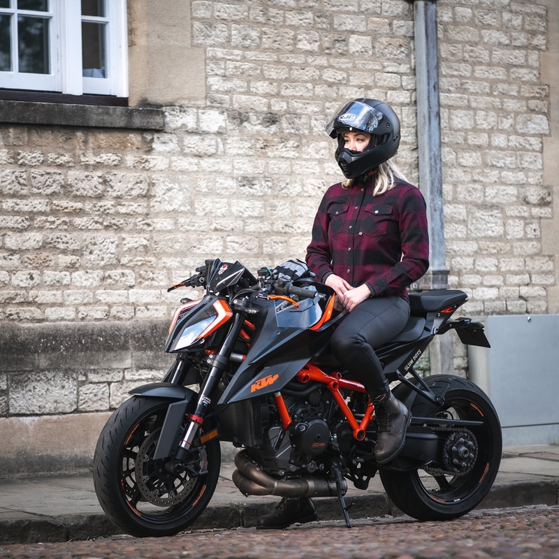 Damska koszulka motocyklowa Oxford Kickback 2.0 czerwono-czarna