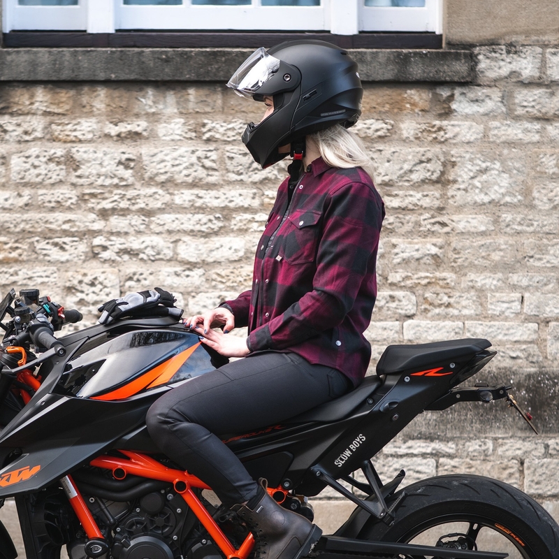 Damska koszulka motocyklowa Oxford Kickback 2.0 czerwono-czarna