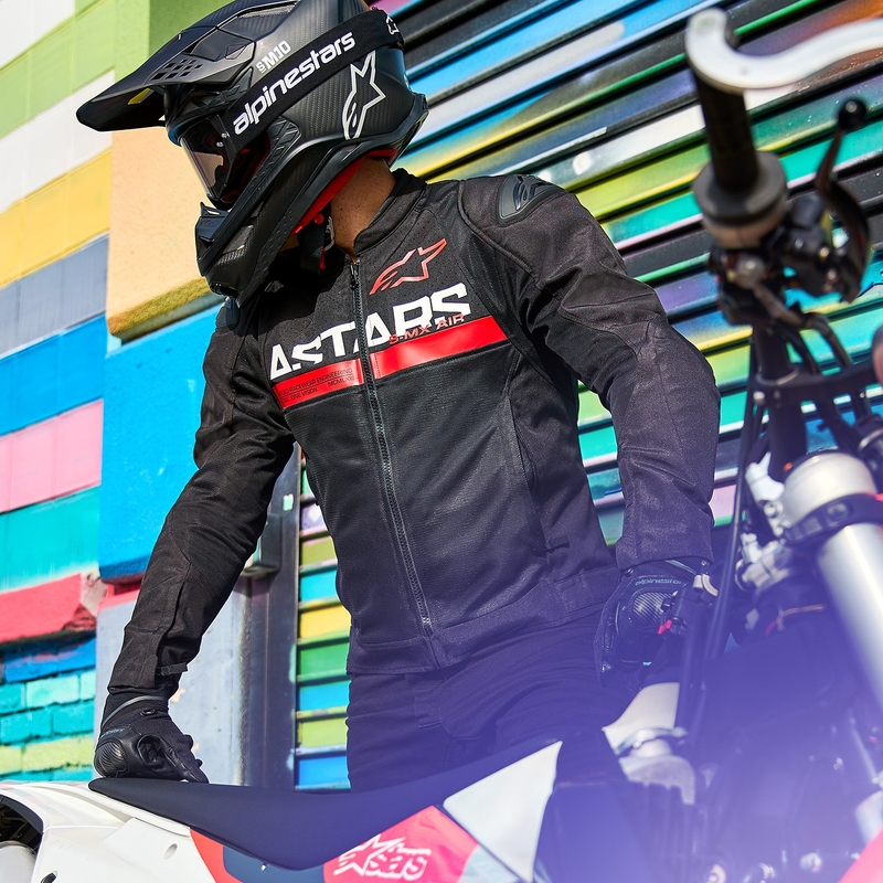 Kurtka motocyklowa Alpinestars SMX Air w kolorze czarno-fluo-czerwonym