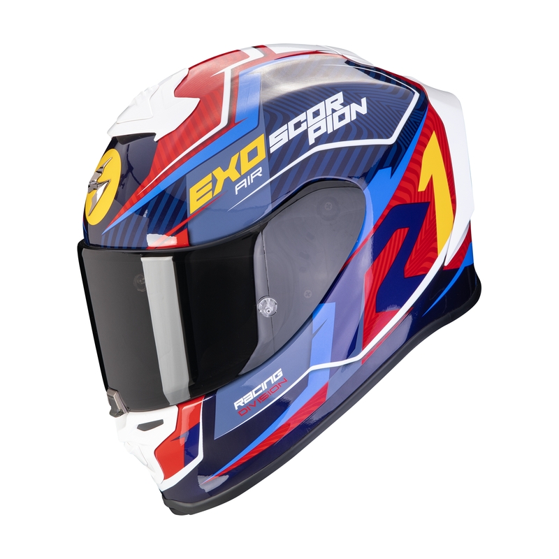Integralny kask motocyklowy Scorpion EXO-R1 EVO AIR COUP niebiesko-czerwono-żółty wyprzedaż