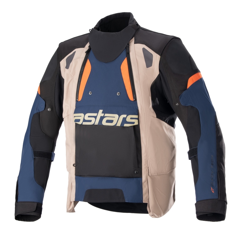 Kurtka motocyklowa Alpinestars Halo Drystar Ciemnoniebiesko-Khaki-Pomarańczowo-Czarna