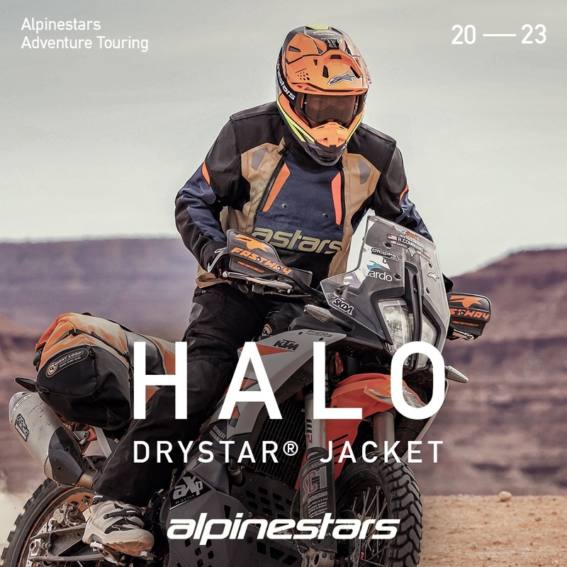 Kurtka motocyklowa Alpinestars Halo Drystar Ciemnoniebiesko-Khaki-Pomarańczowo-Czarna