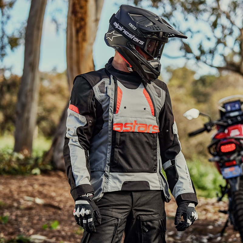 Kurtka motocyklowa Alpinestars Halo Drystar Jasnoszara-Dark Szaro-Czarna-Fluo-Czerwona
