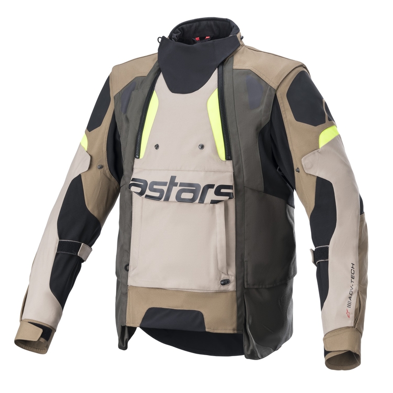 Kurtka motocyklowa Alpinestars Halo Drystar Khaki-Beżowo-Fluo Żółta