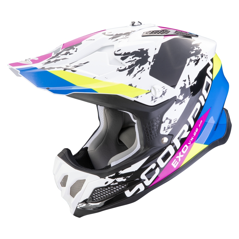 Kask motocrossowy Scorpion VX-22 Air CX biało-czarno-niebieski wyprzedaż
