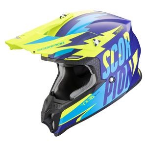 Kask motocrossowy Scorpion VX-16 EVO AIR Slanter matowy niebiesko-fluo żółty