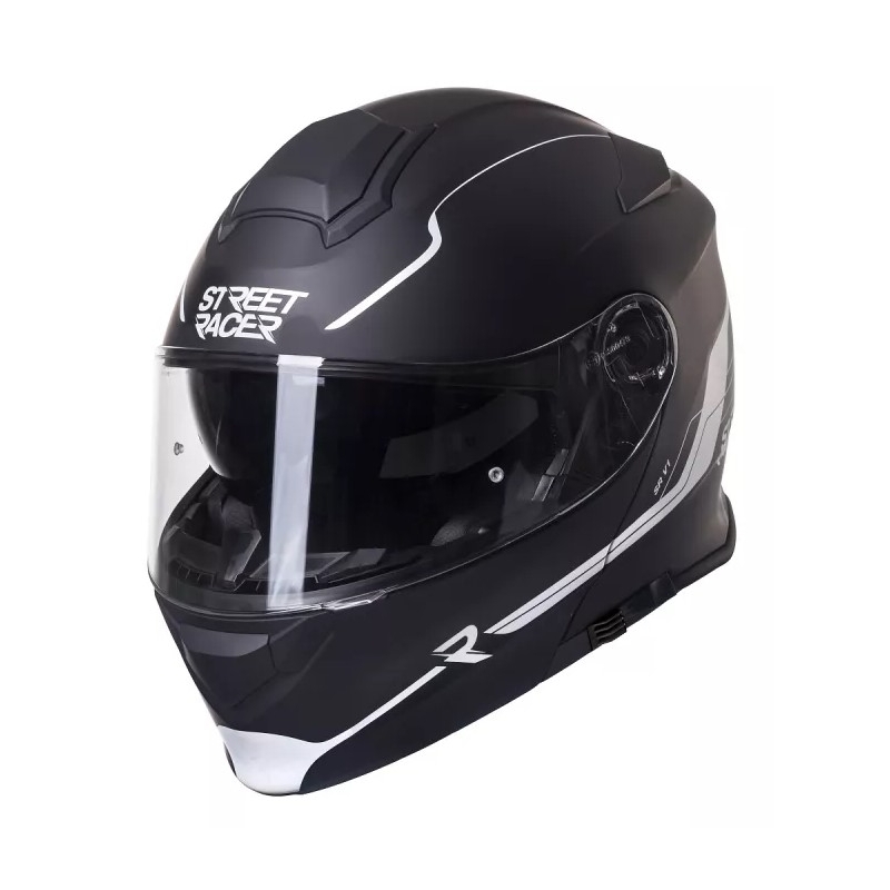 Kask motocyklowy składany Street Racer SR V1 czarno-biały - II. jakość