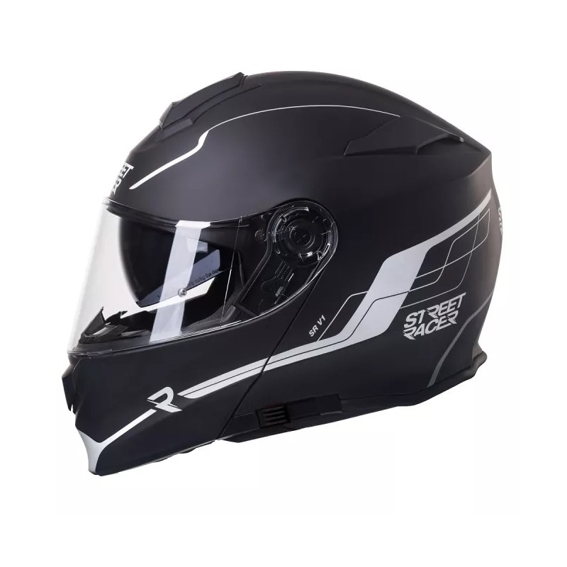 Kask motocyklowy składany Street Racer SR V1 czarno-biały - II. jakość
