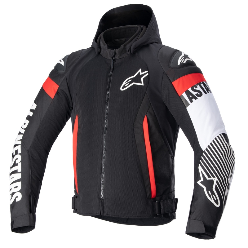 Kurtka motocyklowa Alpinestars Zaca Air wodoodporna czarno-biało-fluo czerwona