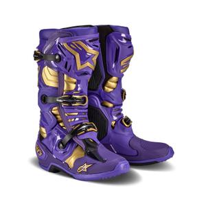 Buty motocyklowe Alpinestars Tech 10 Limited Edition Champ w kolorze fioletowo-złotym