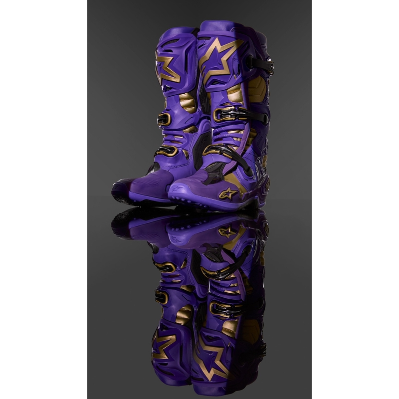 Buty motocyklowe Alpinestars Tech 10 Limited Edition Champ w kolorze fioletowo-złotym
