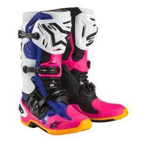 Buty motocyklowe Alpinestars Tech 10 Limited Edition Coast Biało-Granatowo-Różowo-Fluo Żółto-Pomarańczowo-Czarne