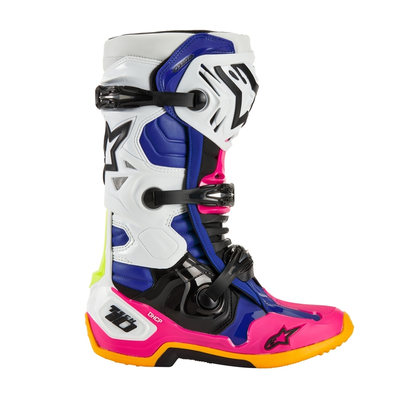 Buty motocyklowe Alpinestars Tech 10 Limited Edition Coast Biało-Granatowo-Różowo-Fluo Żółto-Pomarańczowo-Czarne