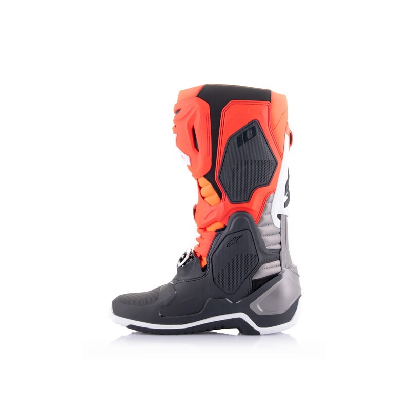 Buty motocyklowe Alpinestars Tech 10 w kolorze pomarańczowo-żółto-fioletowym, biało-czarnym