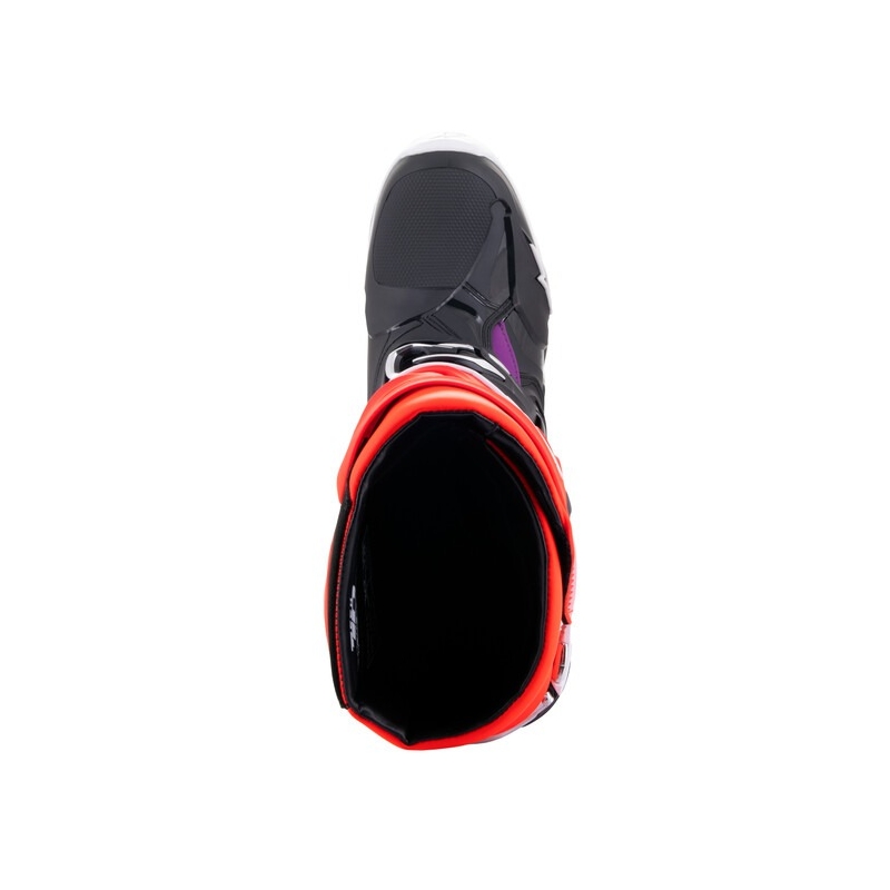 Buty motocyklowe Alpinestars Tech 10 w kolorze pomarańczowo-żółto-fioletowym, biało-czarnym