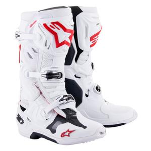 Buty motocyklowe Alpinestars Tech 10 Supervented, perforowane, biało-czerwono-czarne