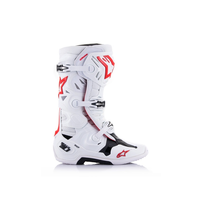 Buty motocyklowe Alpinestars Tech 10 Supervented, perforowane, biało-czerwono-czarne