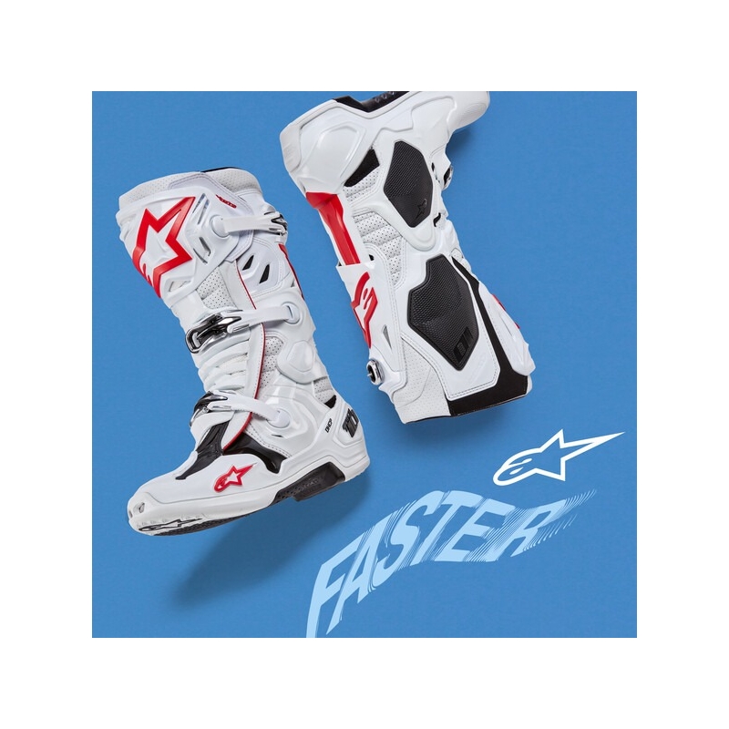 Buty motocyklowe Alpinestars Tech 10 Supervented, perforowane, biało-czerwono-czarne