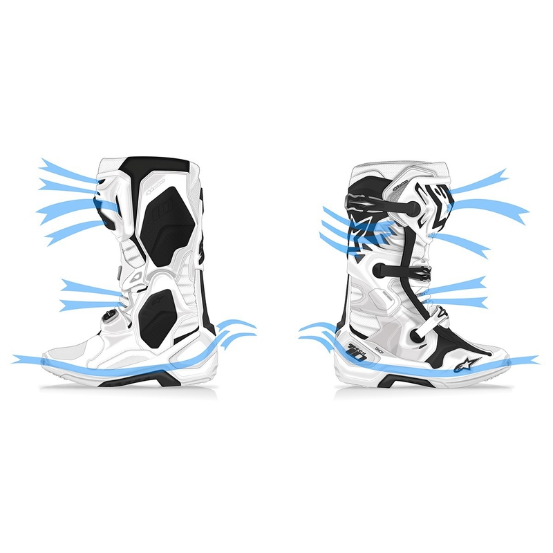 Buty motocyklowe Alpinestars Tech 10 Supervented, perforowane, biało-czerwono-czarne