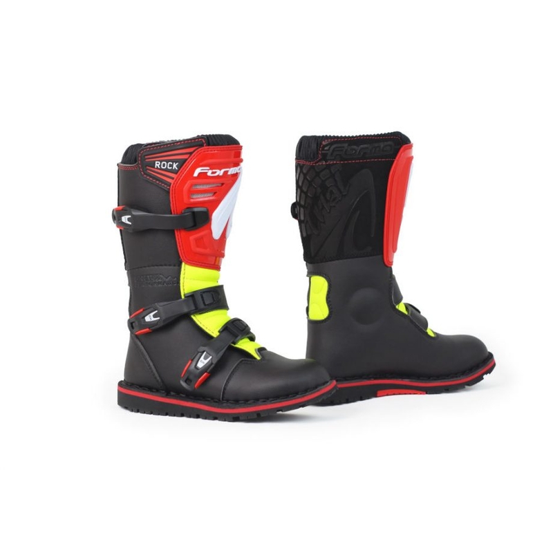 Dziecięce buty motocyklowe Forma Rock czarno-żółto-czerwone