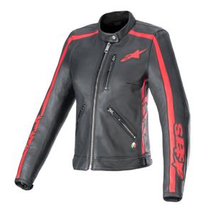 Damska skórzana kurtka motocyklowa Alpinestars Stella Dyno czarno-czerwona