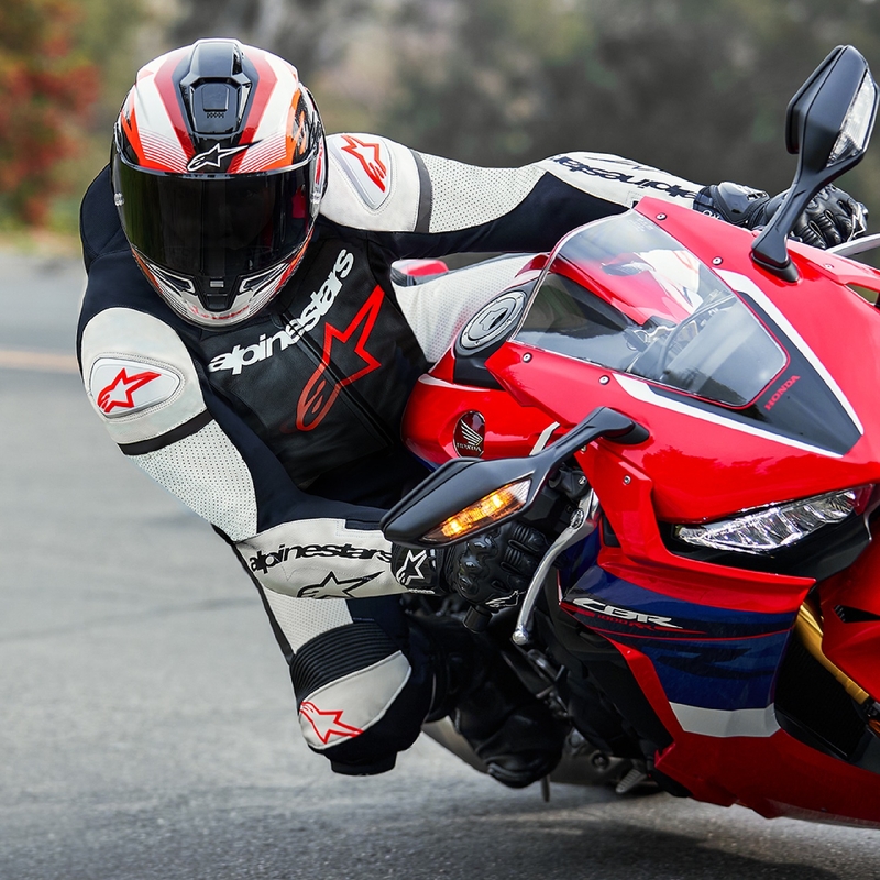Jednoczęściowy skórzany kombinezon motocyklowy Alpinestars GP Force Lurv fluo czerwono-biało-czarny