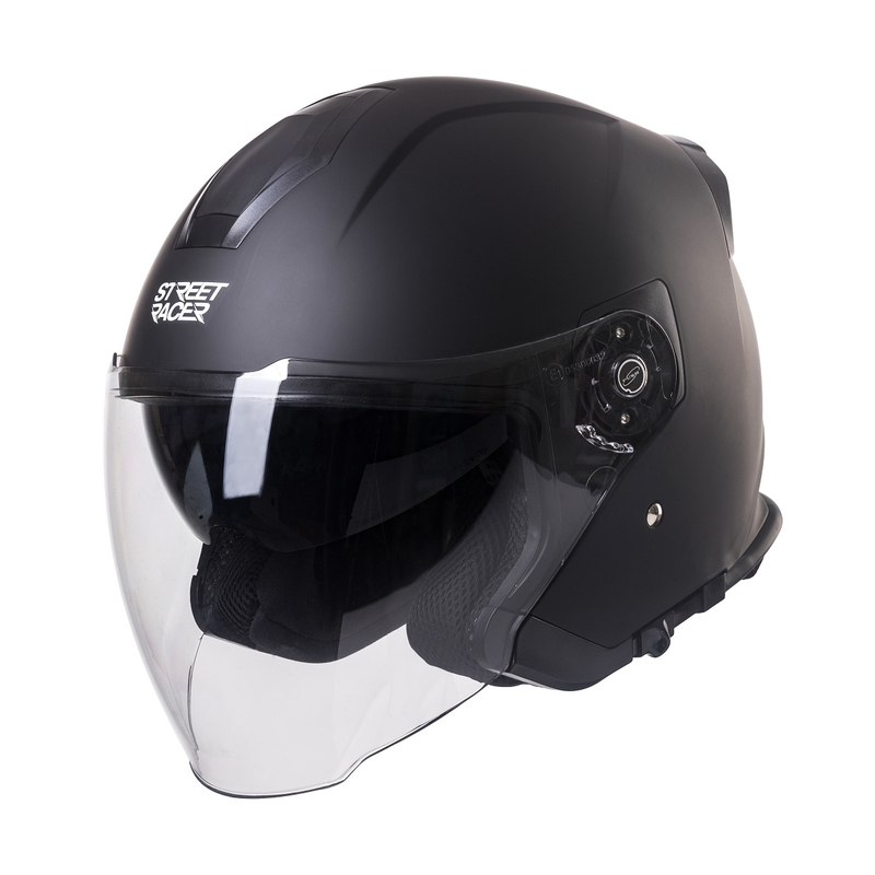 Kask motocyklowy otwarty Street Racer SR 01 MotoZem Performance czarny - II. jakość
