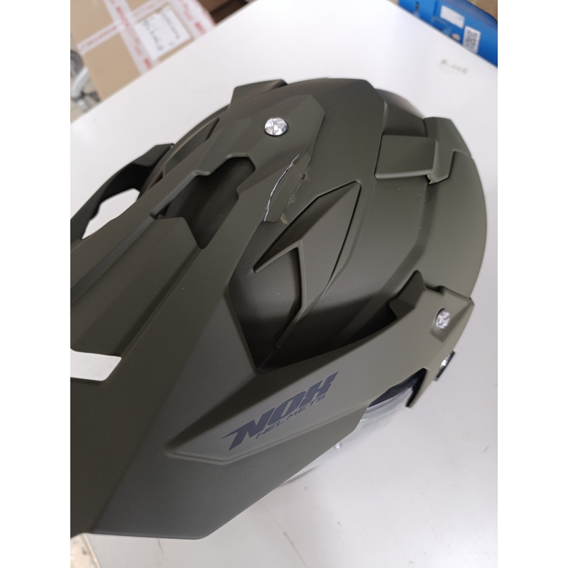 Kask enduro NOX N312 zielony mat - II. jakość sprzedaży wyprzedaż