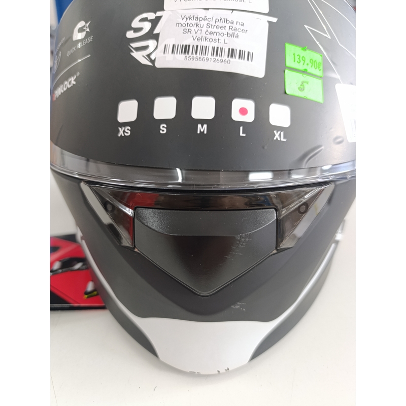 Kask motocyklowy składany Street Racer SR V1 czarno-biały - II. jakość