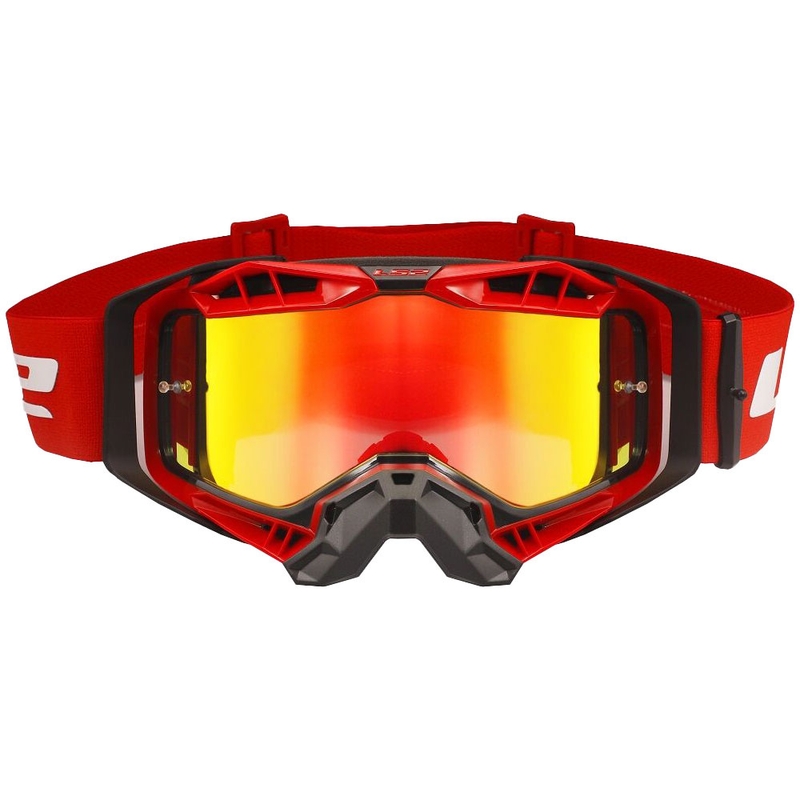 Gogle motocrossowe LS2 Aura PRO czarno-czerwona irydowa plexi