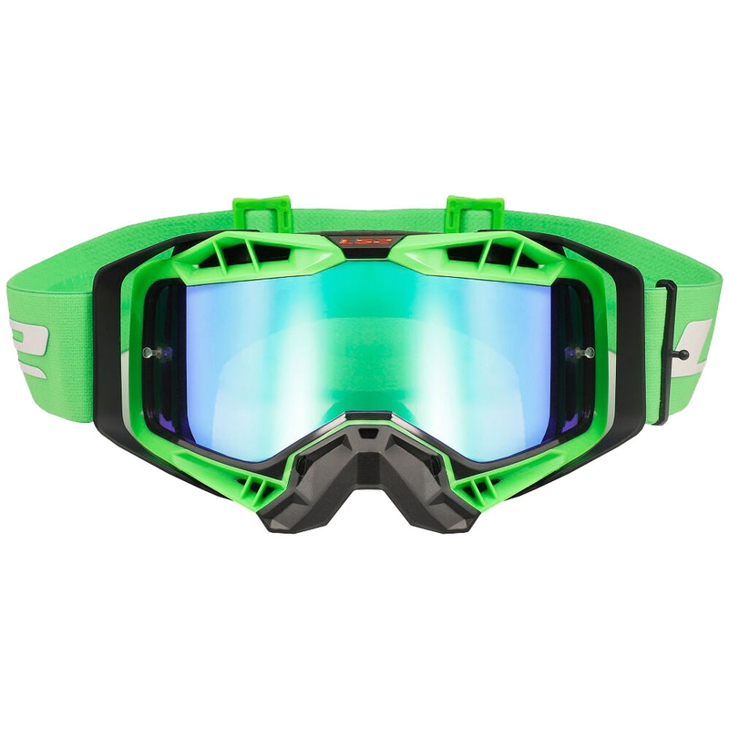Gogle motocrossowe LS2 Aura PRO czarno-zielona irydowa plexi