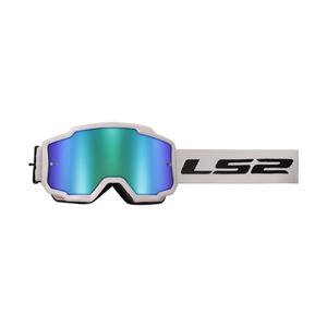 Gogle motocrossowe LS2 Charger HV białe z zieloną plexi irydową