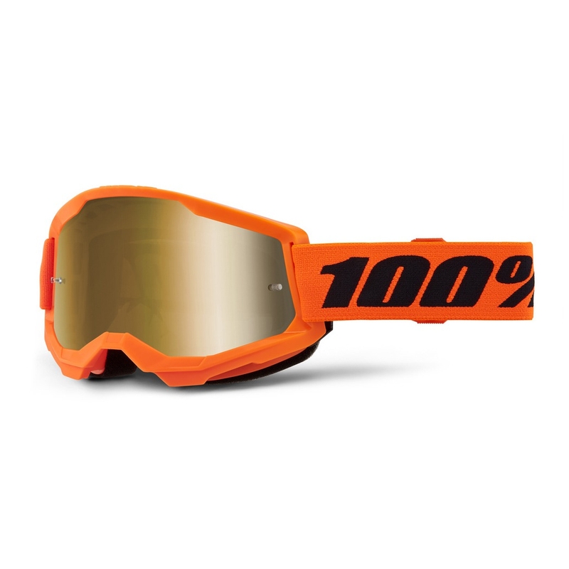 Dziecięce gogle motocrossowe 100% STRATA 2 orange (gold mirrored plexi)