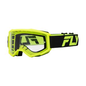 Dziecięce gogle motocrossowe FLY Racing Focus czarno-fluo żółte z przezroczystą plexi