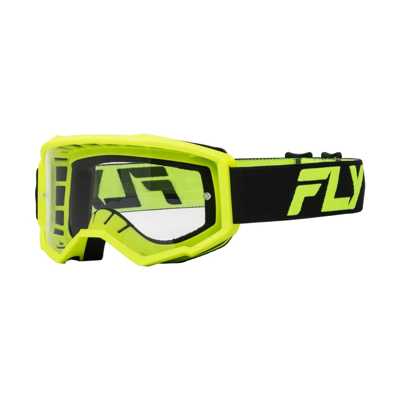 Dziecięce gogle motocrossowe FLY Racing Focus czarno-fluo żółte z przezroczystą plexi