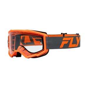 Dziecięce gogle motocrossowe FLY Racing Focus czarno-pomarańczowe z przezroczystą plexi