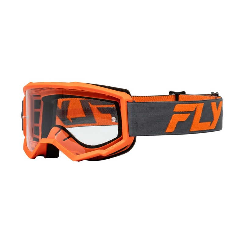 Dziecięce gogle motocrossowe FLY Racing Focus czarno-pomarańczowe z przezroczystą plexi