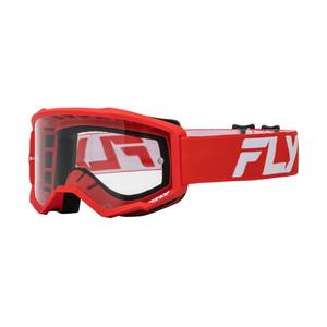 Dziecięce gogle motocrossowe FLY Racing Focus czerwono-białe z przezroczystą plexi